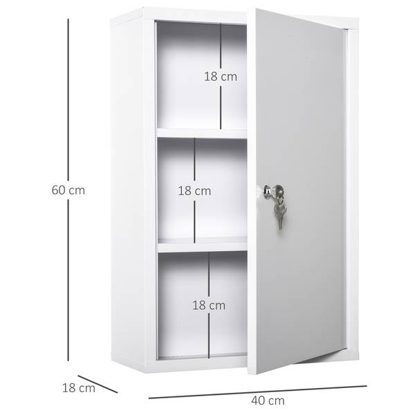 Medizinschrank 834-295 Weiß - Metall - 18 x 60 x 40 cm
