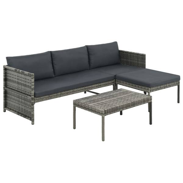 Garten-Lounge-Set 9er Set DE154 Grau - Rattan - 58 x 58 x 180 cm