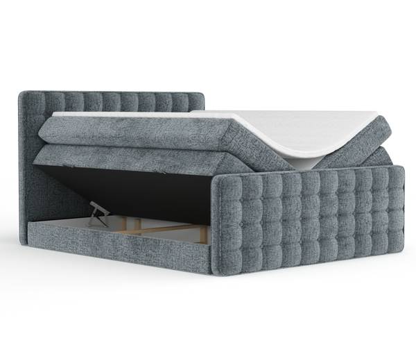 Boxspringbett Velouria Blau / Grau - Liegefläche Breite: 140 cm