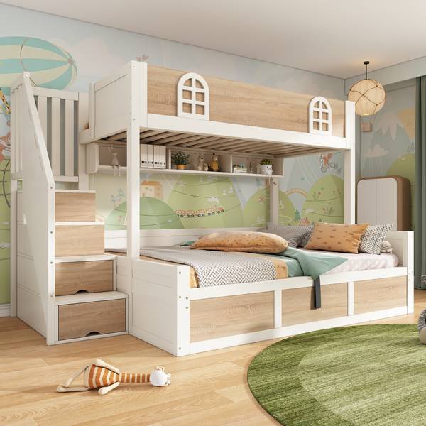 Etagenbett NaturWoody Ⅰ Braun - Holzwerkstoff - 145 x 155 x 253 cm