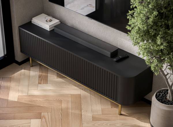 TV-Lowboard AURORA Schwarz - Gold