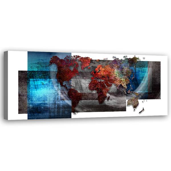 Wandbild komposition mit weltkarte 90 x 30 cm