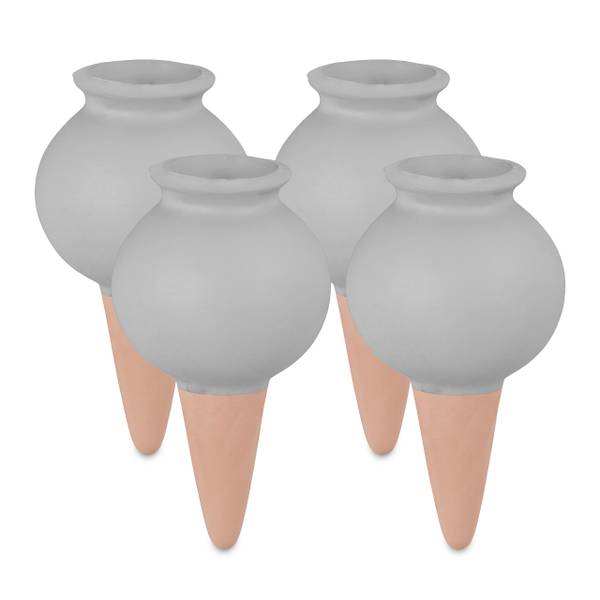 Graue Tonkegel im 4er Set Braun - Grau - Steingut - 6 x 12 x 6 cm
