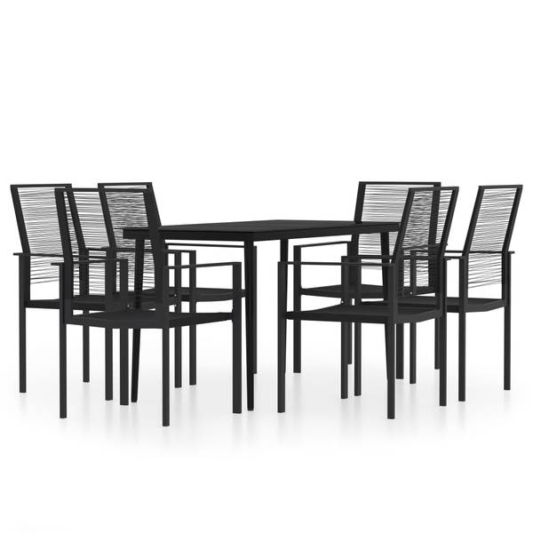 Garten-Essgruppe 3013396-1 (7-teilig) Schwarz - Stahl - 70 x 74 x 140 cm