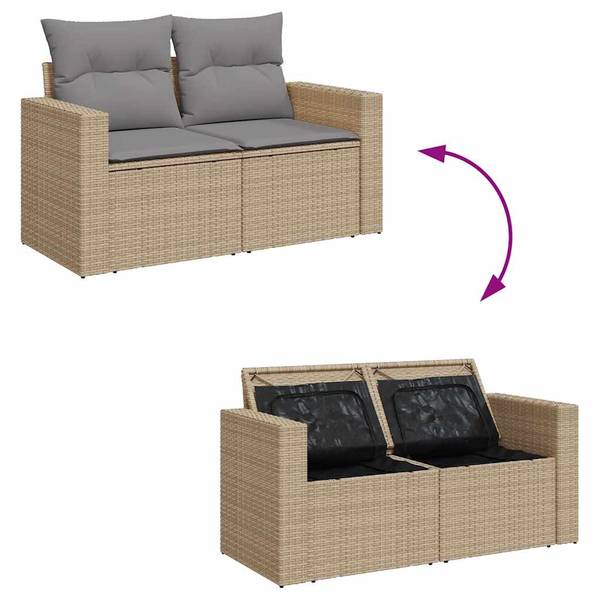 Garten-Lounge-Set 3036425-4 9-teilig Beige - Grau