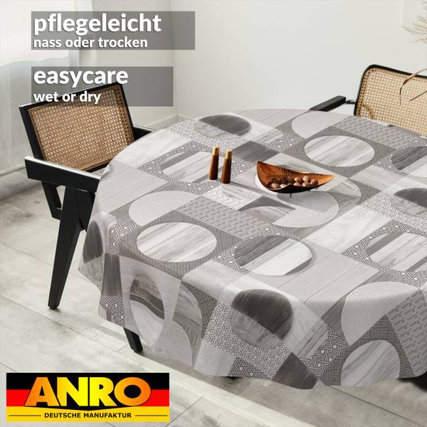 Wachstuchtischdecke Holz Patchwork Grau - 140 x 140 cm