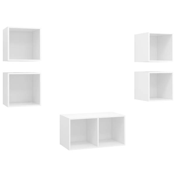TV-Schrank-Set 3079601 Weiß - Holzwerkstoff - Massivholz - 37 x 72 x 37 cm