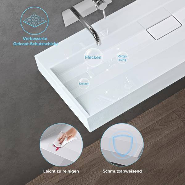 Waschbecken Col19W 800-OA Hochglanz Weiß - 46 x 80 cm