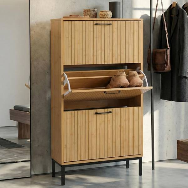 Schuhkipper P48 Beige - Holzwerkstoff - Holz teilmassiv - 60 x 125 x 25 cm