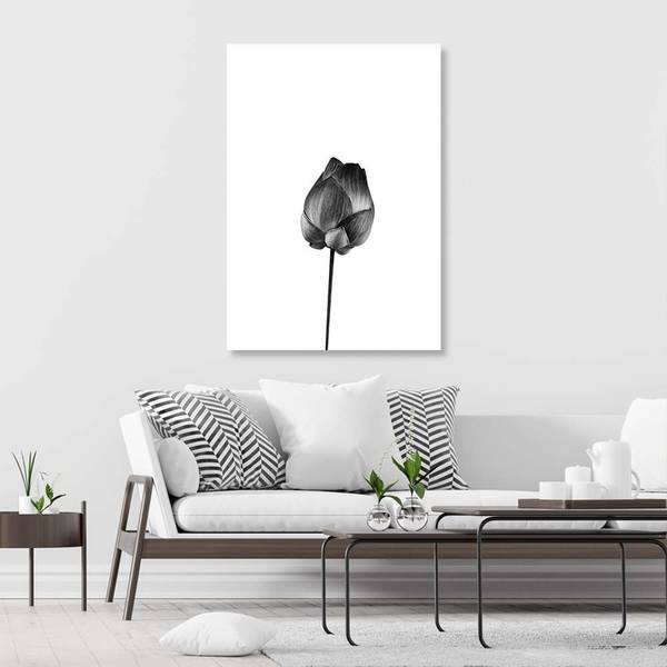 Wandbild Blumen Schwarz - Polyester - 20 x 30 x 3 cm