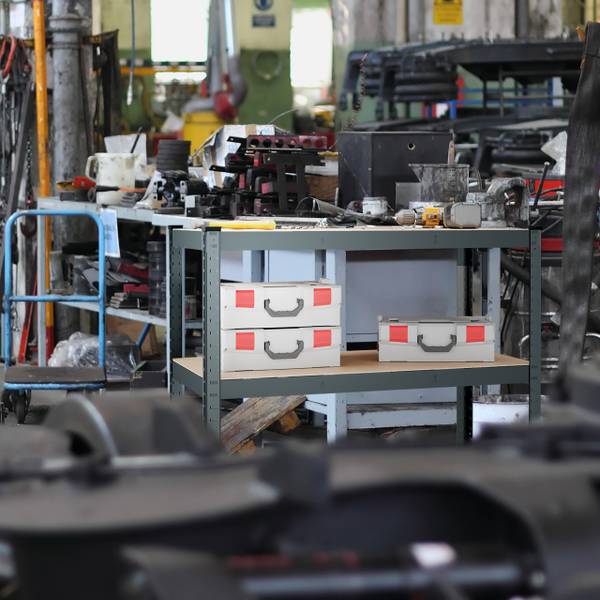 Werkbank 2 Ebenen Braun - Grau - Stahl - 120 x 90 x 60 cm