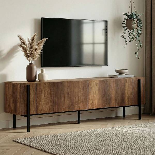 TV-Möbel ATLAS Schwarz - Holzwerkstoff - 30 x 45 x 180 cm