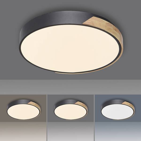 LED Deckenleuchte Q BILA Smart Home Schwarz - Metall - 51 x 8 x 51 cm