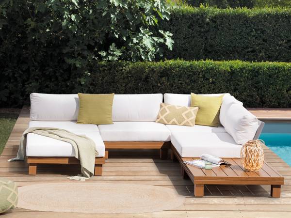 Set de salon SANZA Marron - Blanc - Métal - 240 x 70 x 240 cm