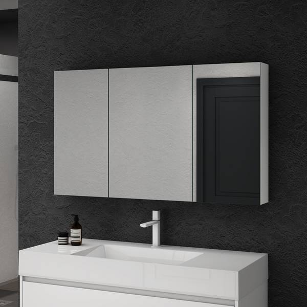 Spiegelschrank-02 Weiß - Breite: 120 cm