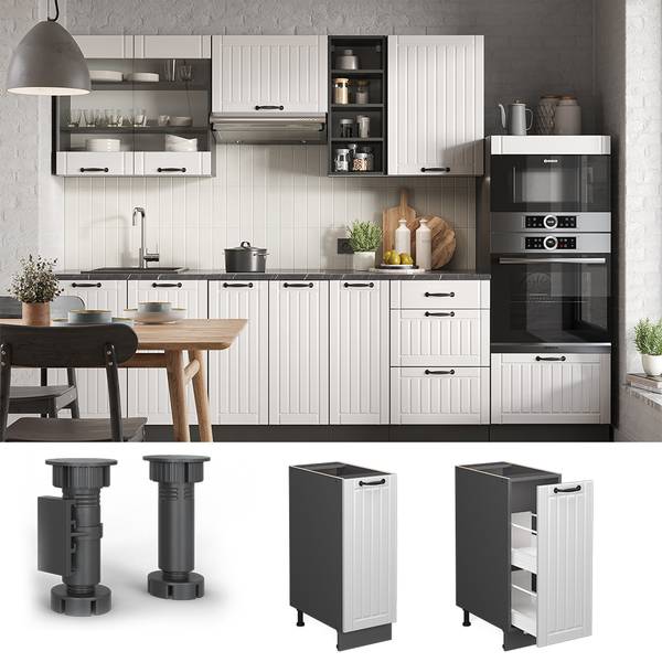 Meuble de cuisine Fame-Line 40663 Anthracite - Blanc