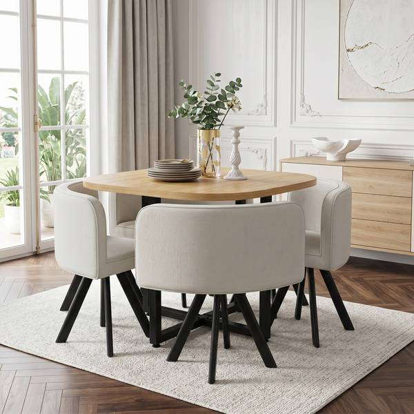 Essgruppe LineMDMU(5er Set) Beige - Holzwerkstoff