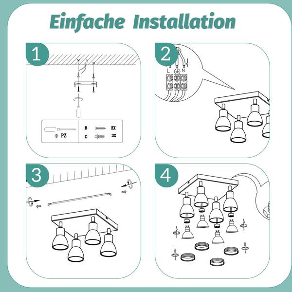 Plafonnier Oldenburg Noir - Métal - 20 x 16 x 20 cm