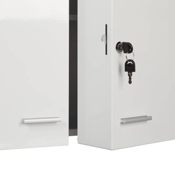 Armoire à pharmacie XXL en métal acier Argenté - Blanc - Acier - 53 x 53 x 20 cm