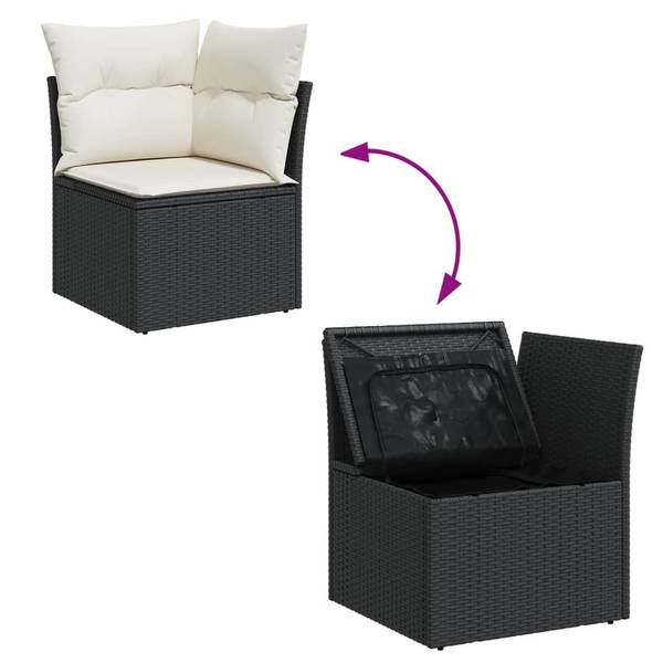 Loungeset 3035668 set van 11 zwart - crèmekleurig - wit