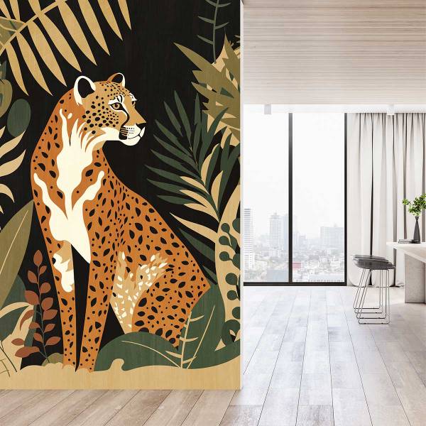 Papier peint, panthère Orange - Papier - 156 x 270 x 1 cm