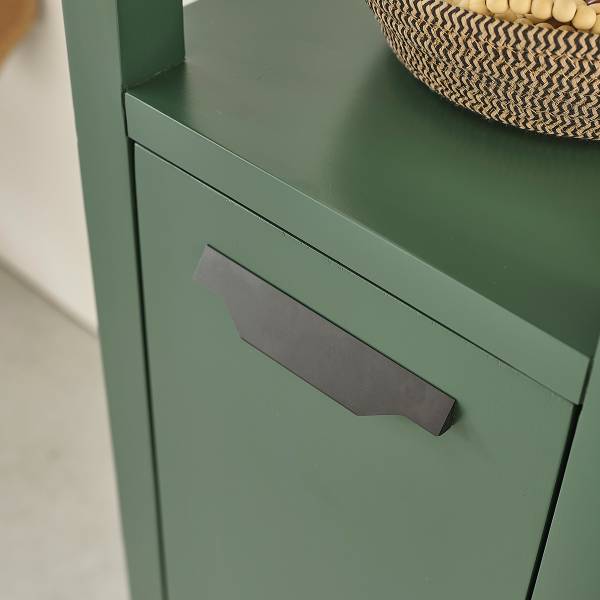 Badezimmer-Hochschrank OLIVIA Grün - Massivholz - 35 x 160 x 35 cm