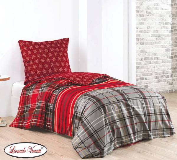 Winter Bettwäsche Teddy Plüsch Kristall Rot - Fleece - 135 x 8 x 200 cm