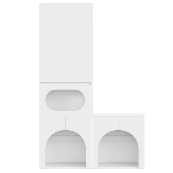 Dierenkast LucyZoo Ⅳ wit - plaatmateriaal op houtbasis - 45 x 195 x 140 cm