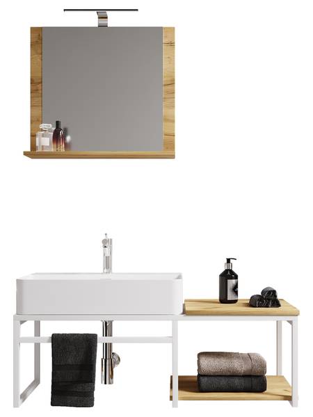 Waschtisch Bitila Braun - Weiß - Holzwerkstoff - Metall - 100 x 35 x 42 cm