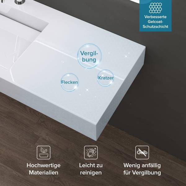 Waschbecken Col11-750 Weiß - Tiefe: 75 cm