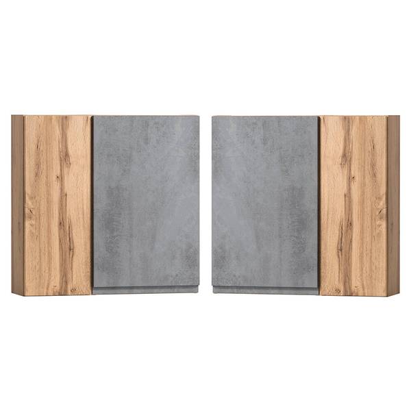 Badmöbel-Set VASTO-03-54 4er-Set Grau - Spiegelglas - 185 x 200 x 47 cm