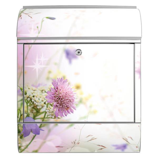 Briefkasten Stahl Glitzernde Wiese Grau - Stahl - 38 x 46 x 13 cm