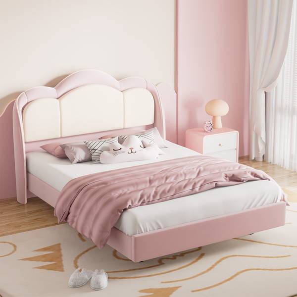 Kinderbett BDC01 mit LED Pink - Breite: 140 cm