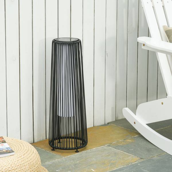 Rattan Solarleuchte 866-066BK Schwarz - Stahl - Polyethylen - 22 x 61 x 22 cm