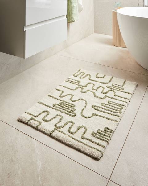 Teppich DAHARL Beige - Grün - Textil - 60 x 90 cm