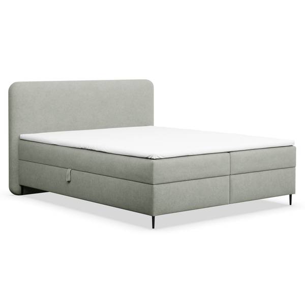 Boxspringbett CARBALLA Grau - Chenille - 202 x 104 x 209 cm