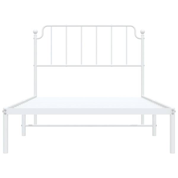 Bettgestell mit Kopfteil X534 Weiß - Metall - 112 x 102 x 207 cm