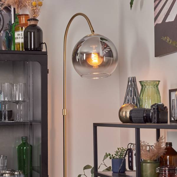 Stehlampe Cesaro Grau - Silber - Metall - 25 x 140 x 52 cm