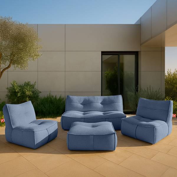 Gartenhocker LOVIA Marineblau - Weiß