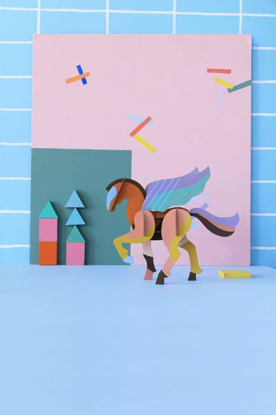 Dekoobjekt Geflügeltes Pferd Naturfaser - Papier - 7 x 24 x 32 cm