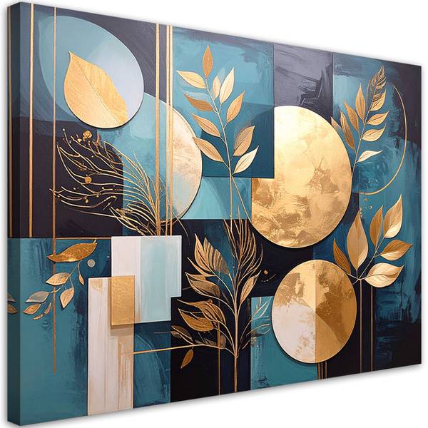 Wandbild Abstrakte Motive Grün - Polyester - 90 x 60 x 3 cm