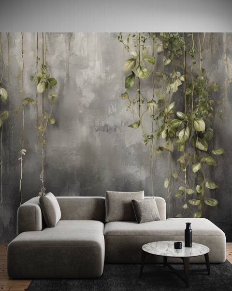 Fototapete Concrete Natura Blätter 100 x 70 cm
