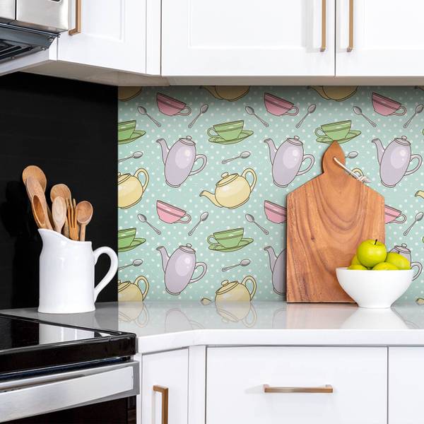 Selbstklebendes Wandpaneel Tassen Polyester PVC - 100 x 50 x 0 cm
