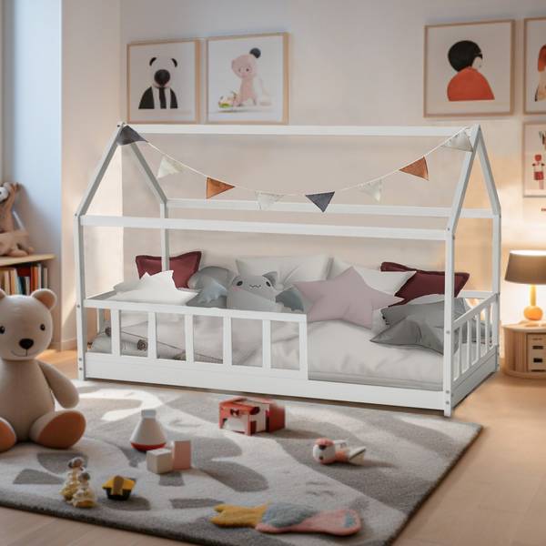 Hausbett KIWI mit Lattenrost Weiß - Tiefe: 207 cm