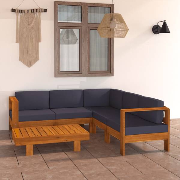 Garten-Lounge-Set 3006534-5 (6-teilig) Grau - Polyester - Akazie - 60 x 25 x 100 cm