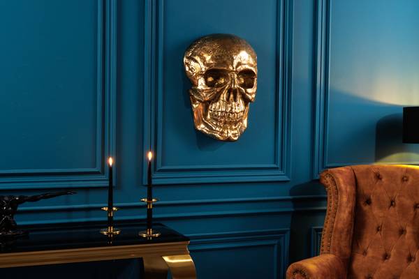 Wandskulptur SKULL XXL Gold - Kunststoff - 30 x 40 x 15 cm