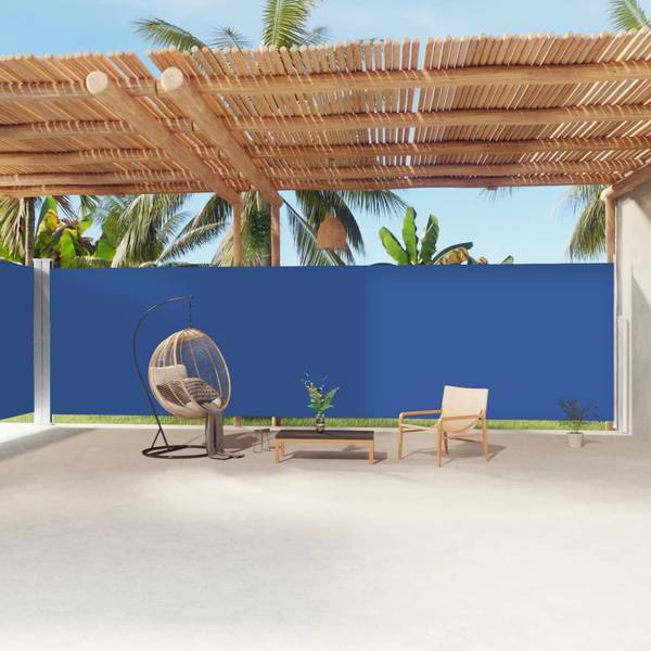 Scherm 3016426-5 blauw - polyester - aluminium - staal - 1200 x 220 x 1 cm