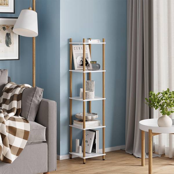 Hoekrek Bivio 57478 lichte pijnboomhouten look - zuiver wit - Sonoma eikenhouten look - wit