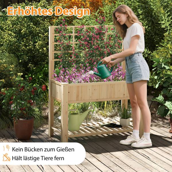 Hochbeet mit Spalier 95067842 Beige - Holzwerkstoff - 116 x 150 x 59 cm