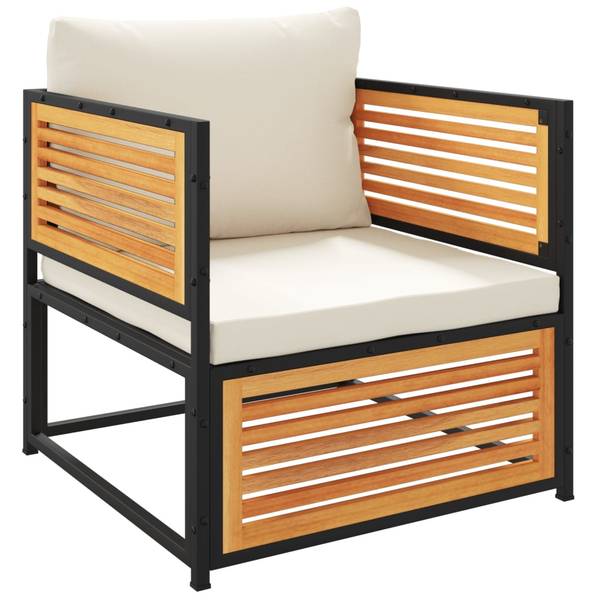 Salon de jardin 3033768-10 (lot de 7) Blanc - Acacia - 68 x 64 x 68 cm